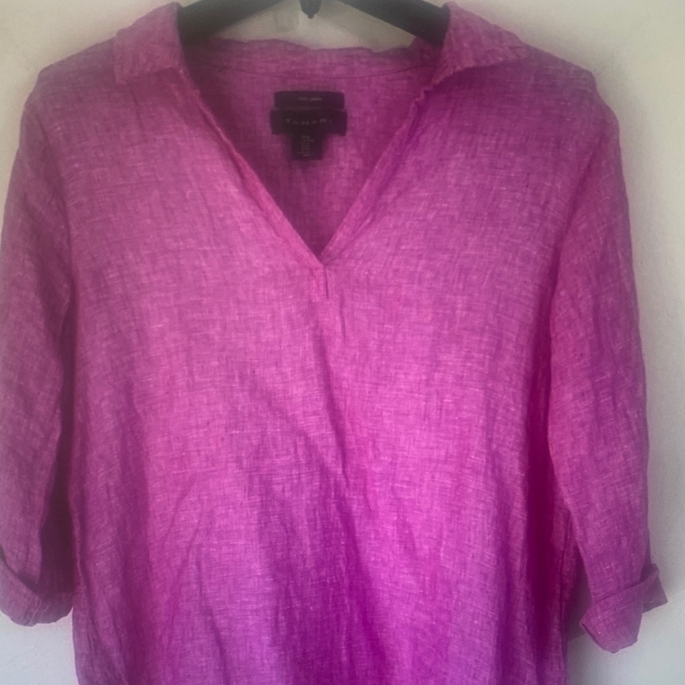 Talbots Hot Pink Linen V-Neck Tunic